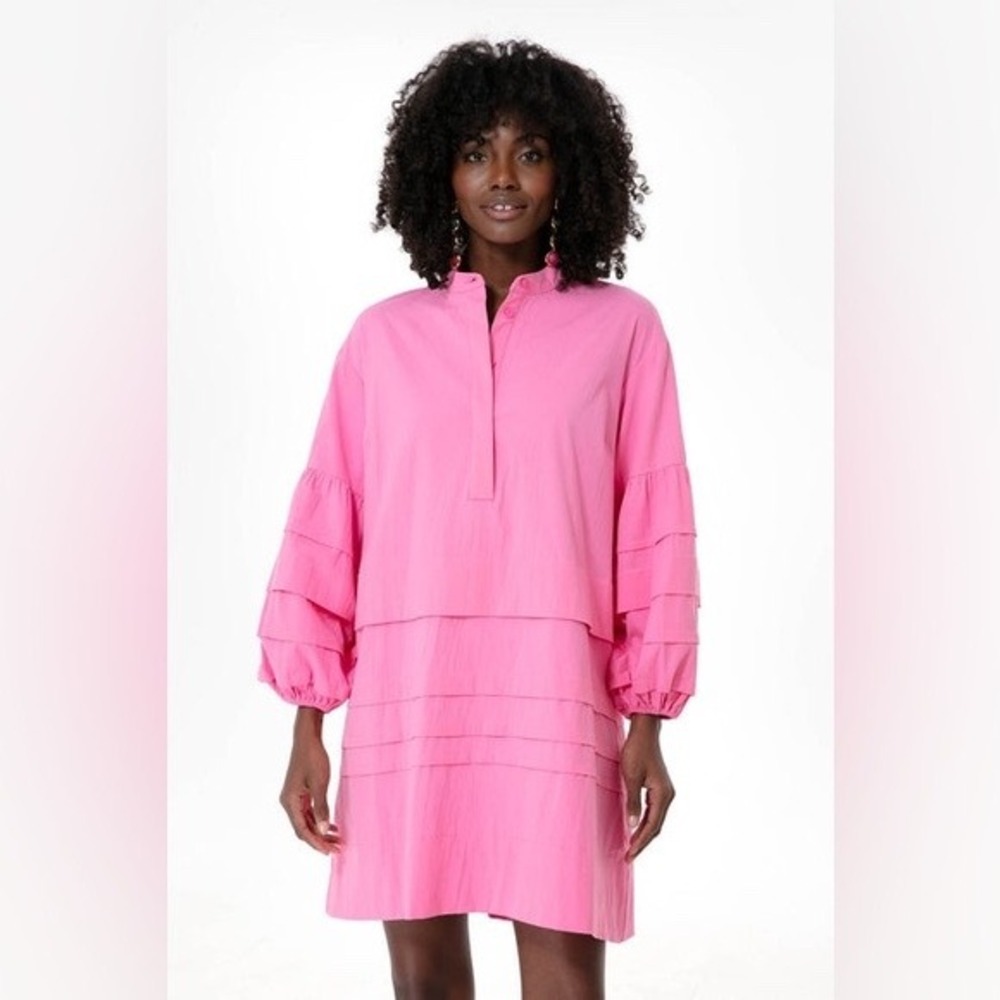 Tuckernuck x Pomander Place | Chelsea Pintuck Dress M Pink Mini Y22657T - Picture 2 of 12